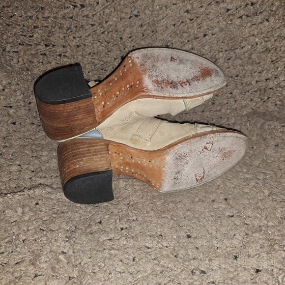 FREEBIRD BY STEVEN-Quail-Beige Leather Sandals Gladiator Wood Heel-Sz6-Excellent - Picture 9 of 9
